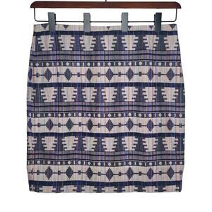 NWT Ann Taylor blue cream career pencil skirt - 16